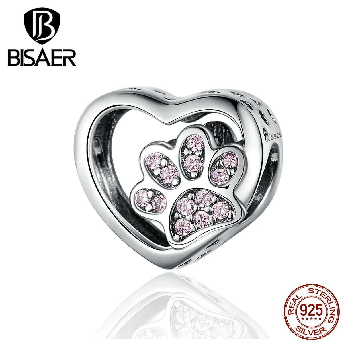 Bisaer, новинка, 925 пробы, серебряный, золотой, собачьи следы, лапы, подвески, подходят для Панов, браслеты и ожерелья, сделай сам, изготовление ювелирных изделий HSC1191