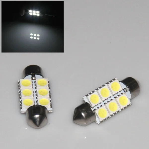 10 шт. белый 36 мм Festoon 5050 SMD 6 светодиодный C5W автомобиля светодиодный авто Интерьер Купол дверь свет лампы освещение для коридоров 12 в рабочий светильник