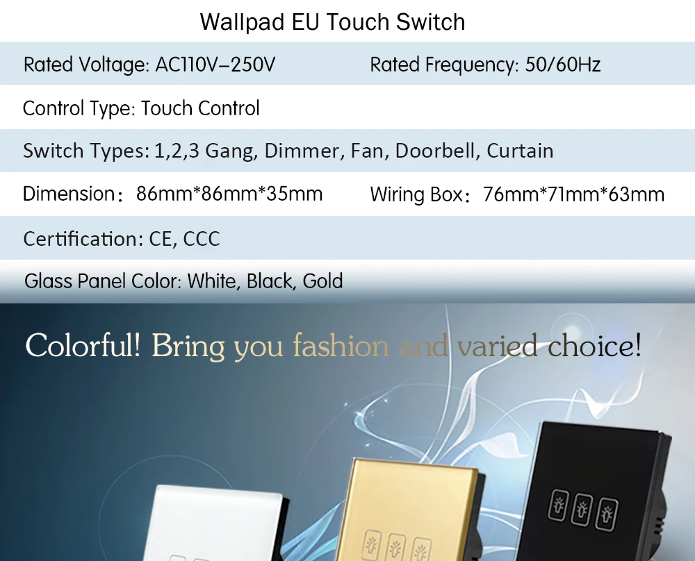 2 банды 2 способ промежуточный переключатель Wallpad Роскошный белый кристалл стекло настенный сенсорный выключатель нормальный 110-250 В европейский стандарт
