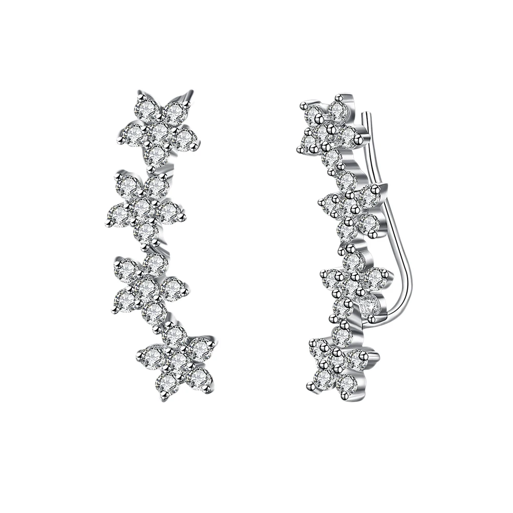 1 пара серебряные манжеты циркония Кристалл Блестящий S925 сережки гвоздики ухо