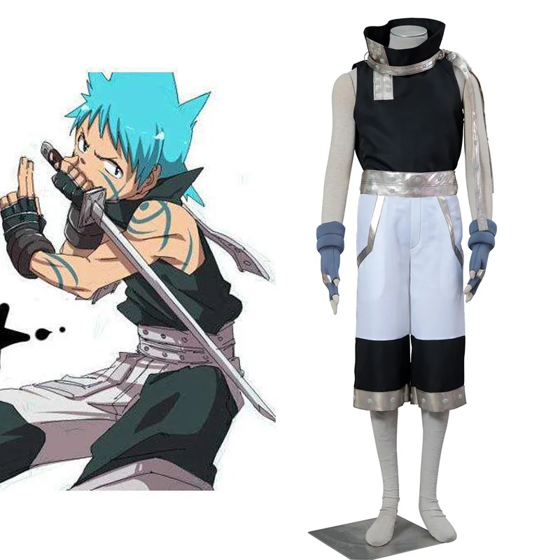 

Soul Eater Black Star Cosplay Costume Warrior God Assassin Costume Funnel Collar Halloween Complete Set Men Party costume