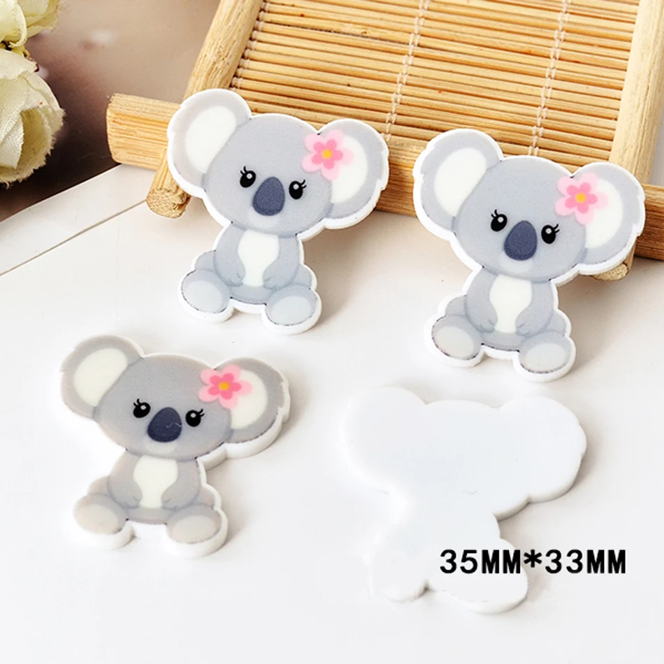 50 шт./лот 35*33 мм Kawaii Koala Смола плоская задняя часть для волос бант милые животные