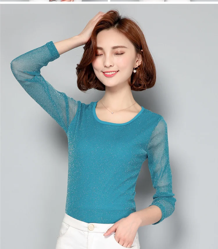 черные повседневные шифоновые Блузы Новинка 2017 осенние женские блузки с круглым