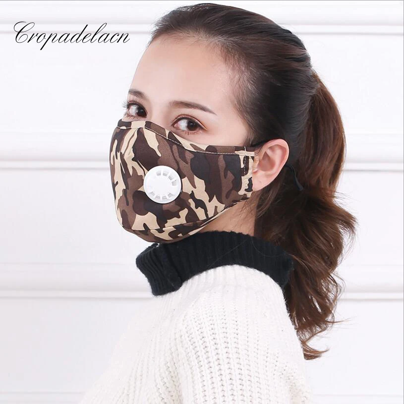 Мужская и женская камуфляжная маска PM2.5 хлопковая дыхательный клапан для рта с