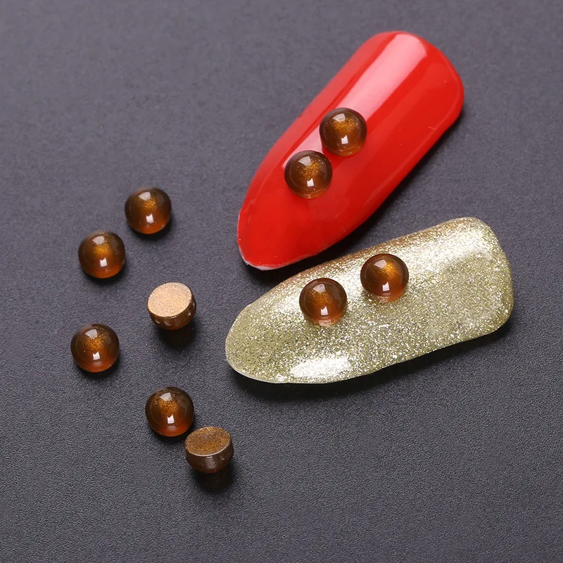 20 шт./пакет кофейный цвет Стразы для ногтей кошачий глаз камни с плоской задней