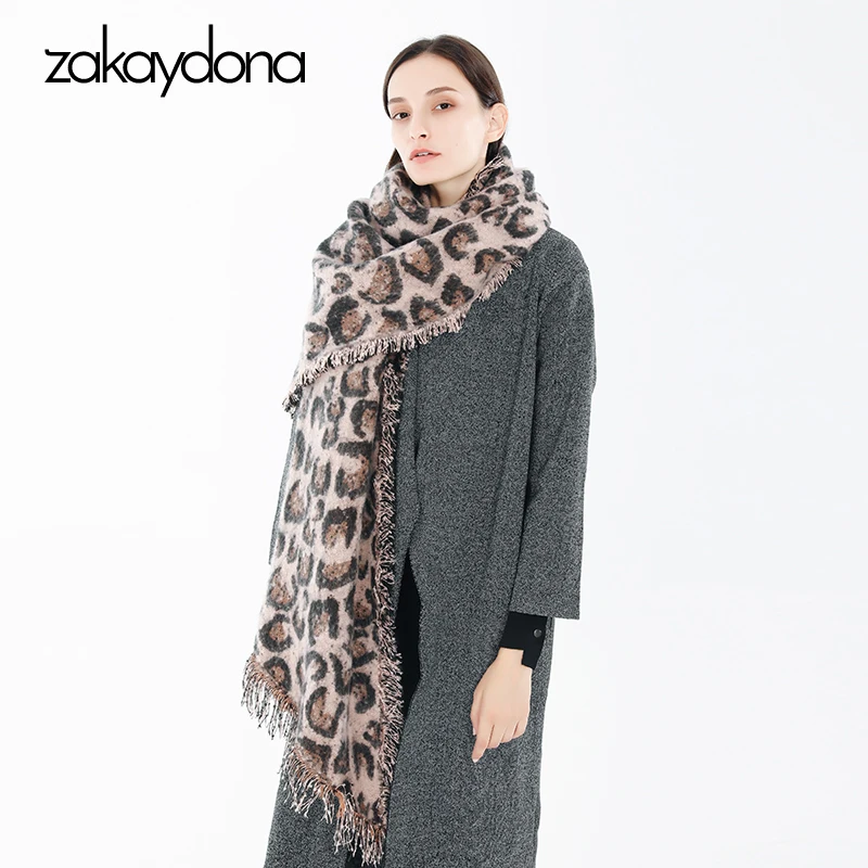Zakaydona 2018 зимний шарф женский леопардовый длинный платок Мягкий теплый