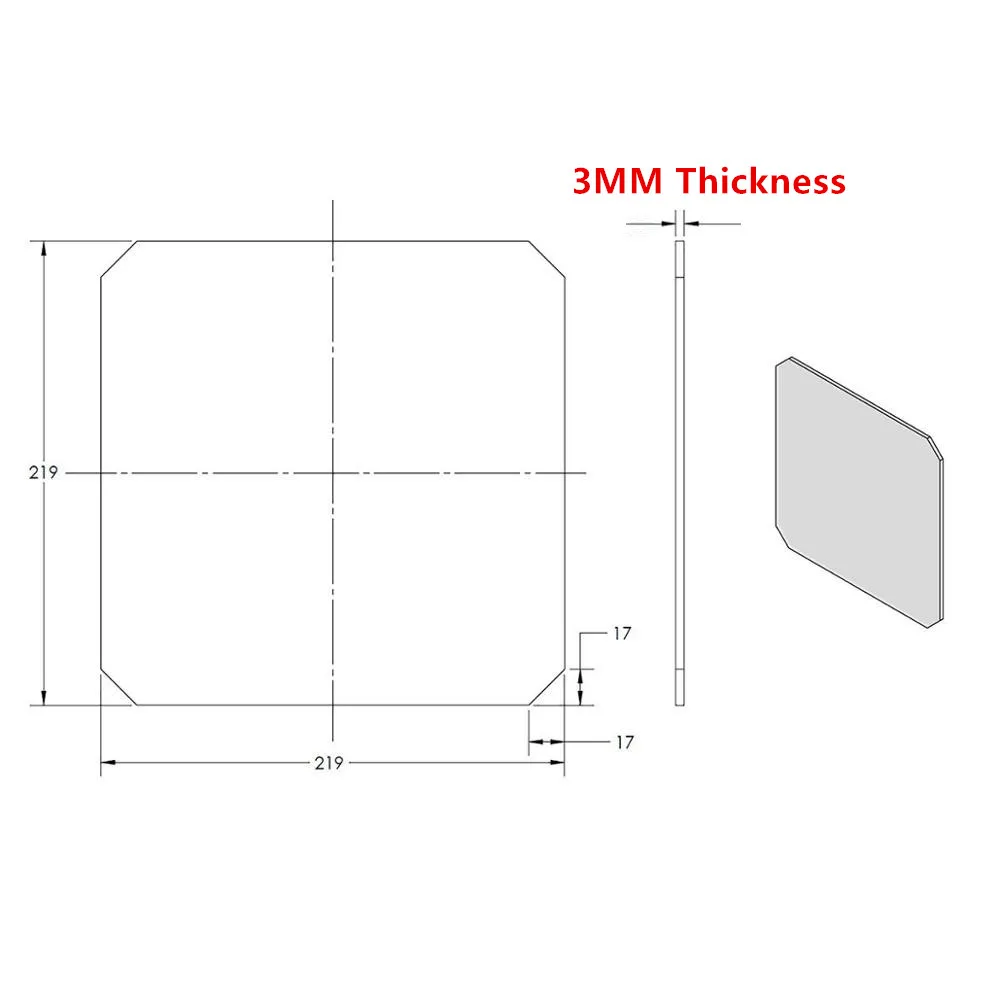 Funssor 219X219X3 мм боросиликатное стекло пластина для Wanhao Дубликатор i3 Anet A8 MP производитель выберите 3d принтер