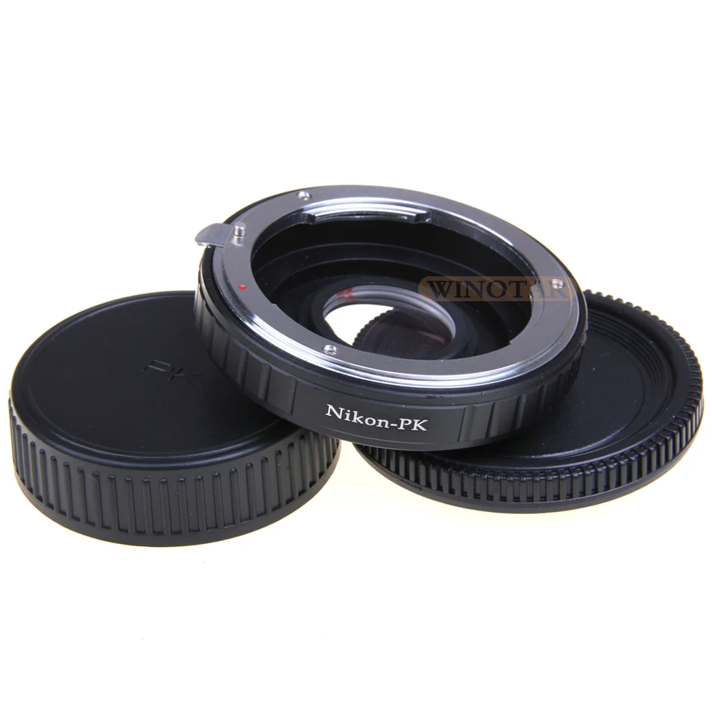 Адаптер крепления объектива камеры с оптическим стеклом для Nikon к корпусу Pentax K PK