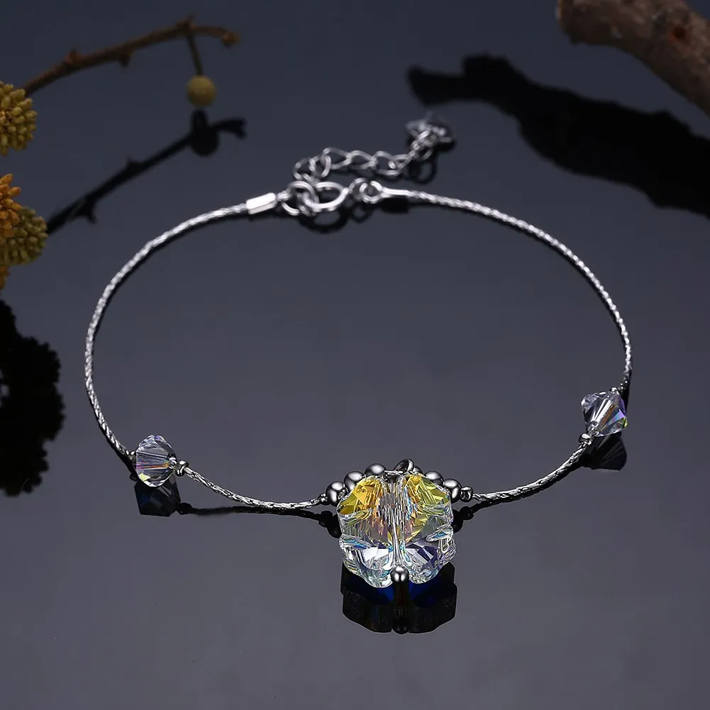 LEKANI кристаллами от Swarovski просто три прозрачного хрусталя серебряные браслеты для