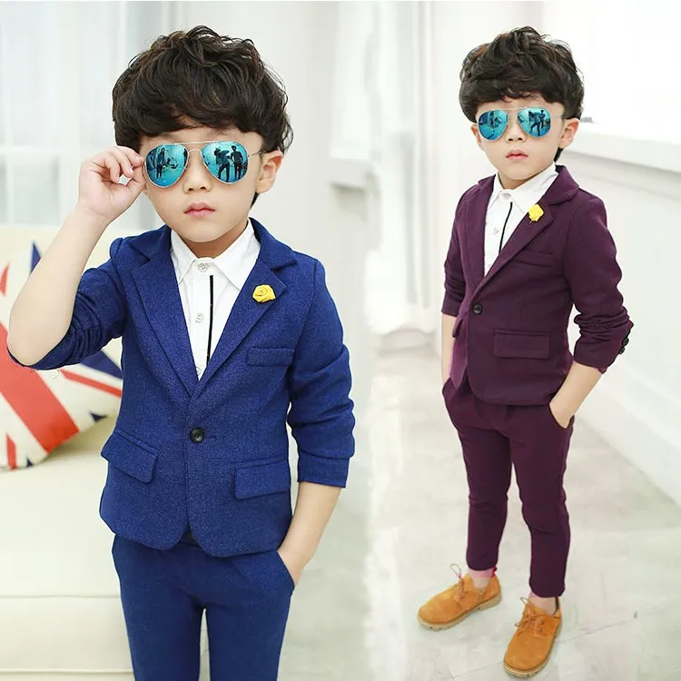 Детский костюм синего цвета для свадьбы Enfant куртка мальчиков + штаны KS 1802 из 2