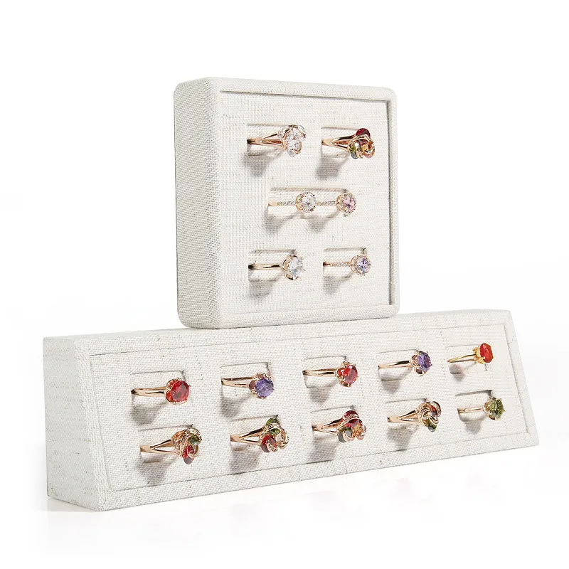 Новое модное белое льняное кольцо лоток для демонстрации ювелирных изделий