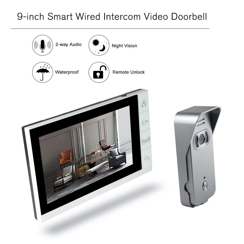 9 дюймовый ЖК цветной видеодомофон система ночного видения камера комплект ИК