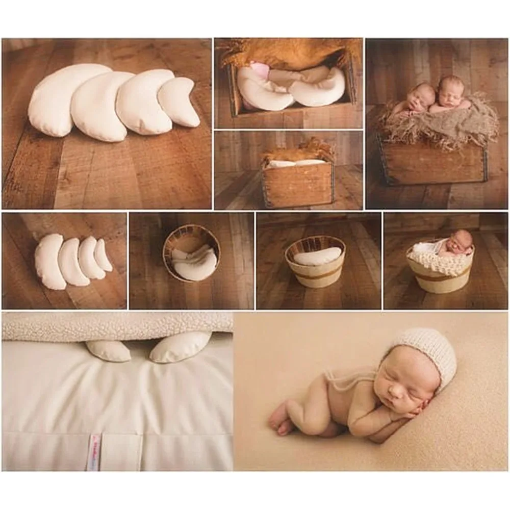 

3PCS/Set PU Leather Baby Photography Costume Moon Posing Props Baby Pillows Newborn Photography Props Basket Filler Fotografia