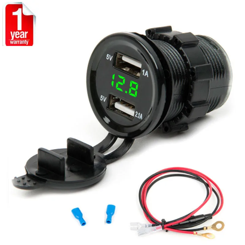 Автомобильное зарядное устройство с двумя usb портами 12 в пост. Тока В +