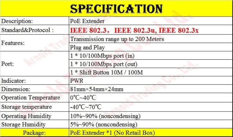 Мини удлинитель POE 10/100 м с 2 портами 200 м|poe port|poe poeport network |