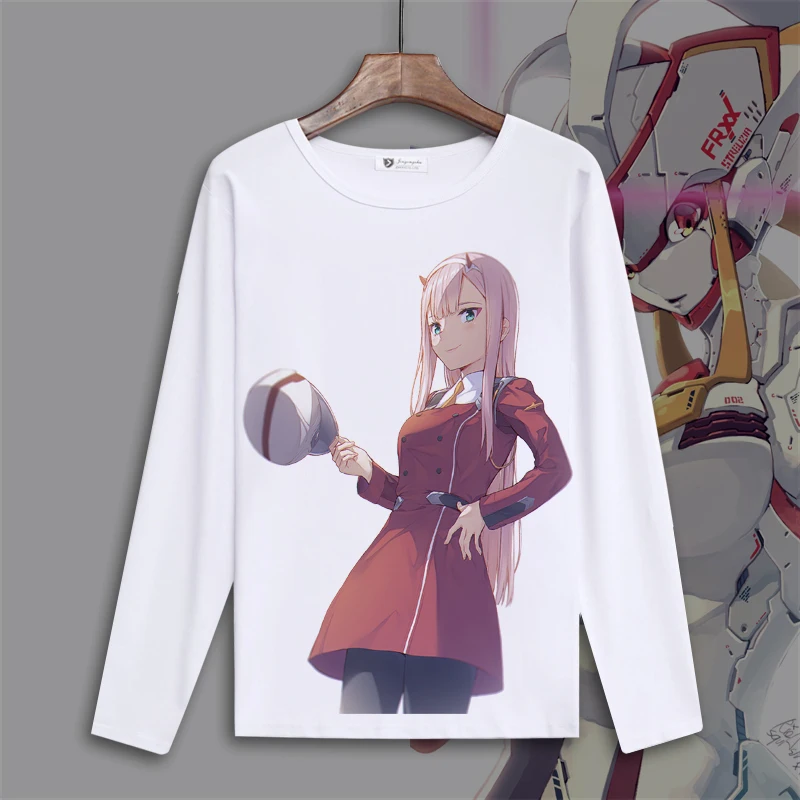 Новая футболка с аниме любимый в Фране футболки zero two для косплея длинным