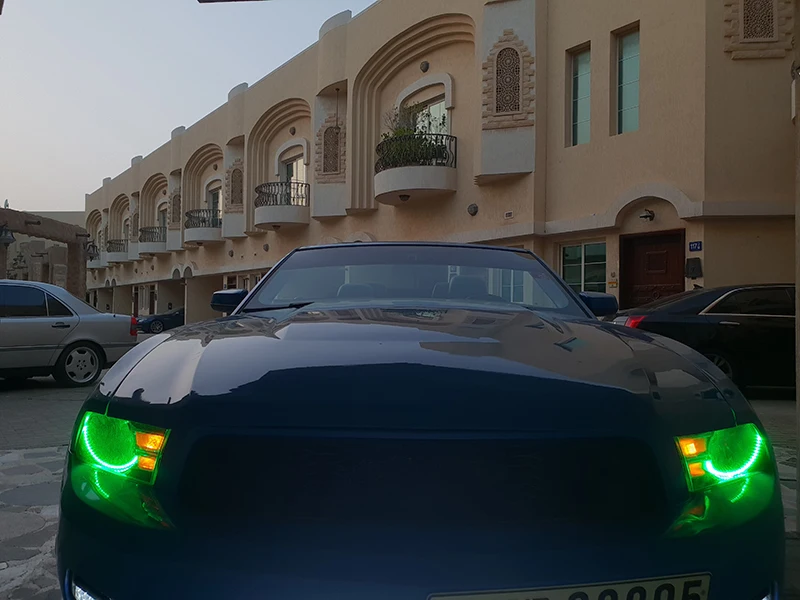 Для Ford mustang 2010 2011 2012 многоцветный светодиодный Ангел глаза комплект RGB Halo кольца фары дневного света