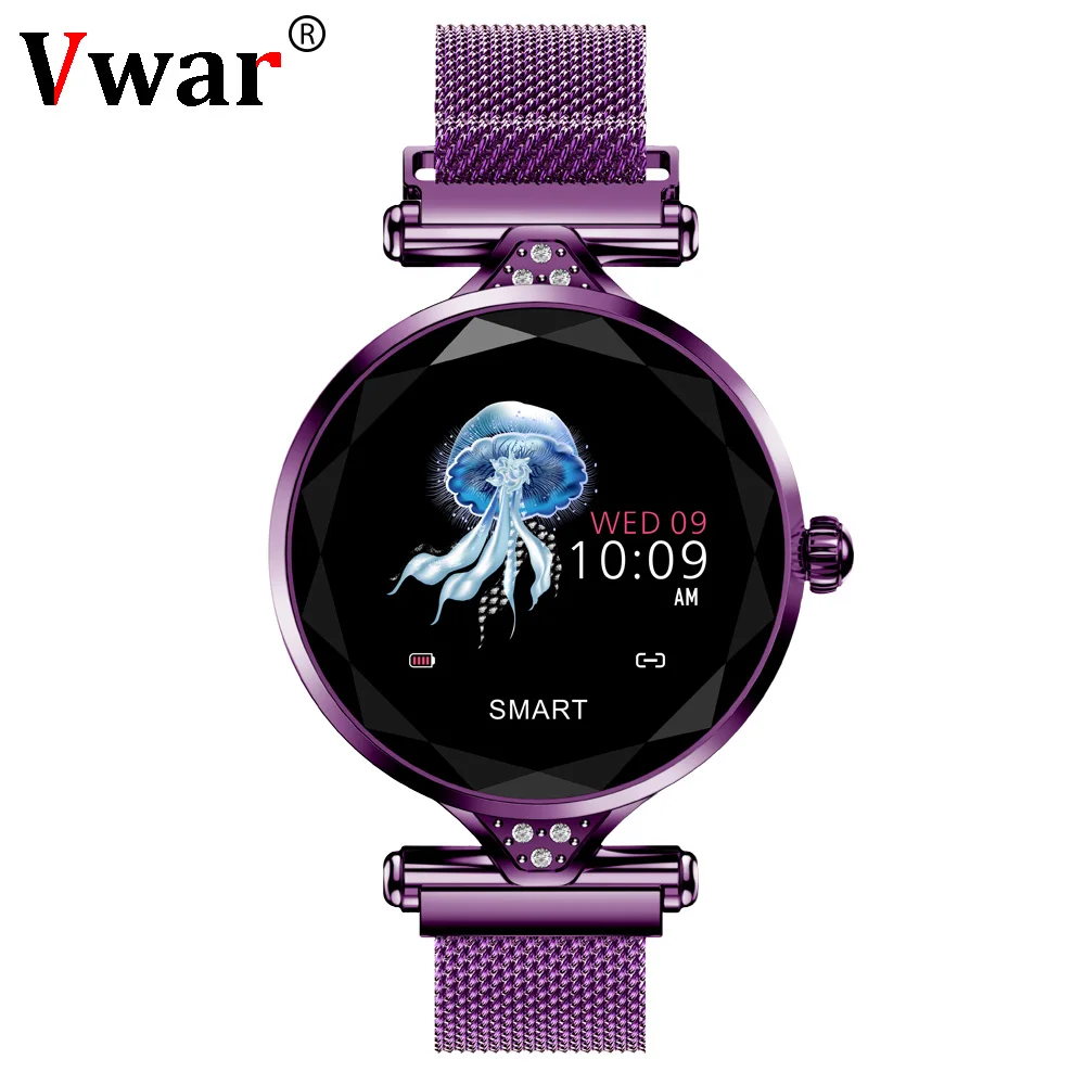 Vwar H1 женские умные часы с 3D алмазным стеклом пульсометр монитор артериального