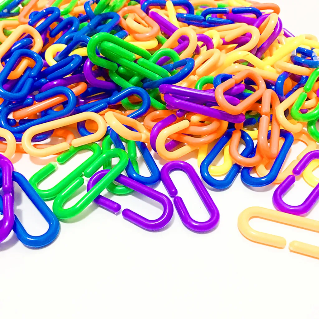 100 шт./лот прочные пластиковые игрушки для попугаев C образные зажимы крючки