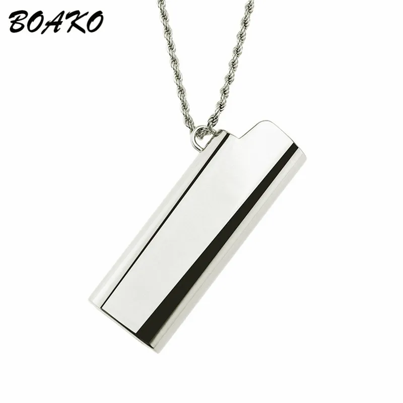 Silver BOAKO креативное ожерелье с подвеской в форме крышки для мужчин, персонализированное ожерелье в стиле панк, хип-хоп, ювелирное изделие, Мужская цепочка на шею, колье - Окраска металла: Silver