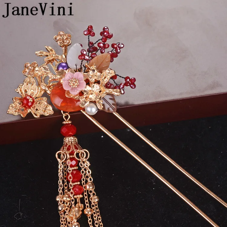 JaneVini Древняя китайская Невеста повязка на голову серьги Длинная кисточка