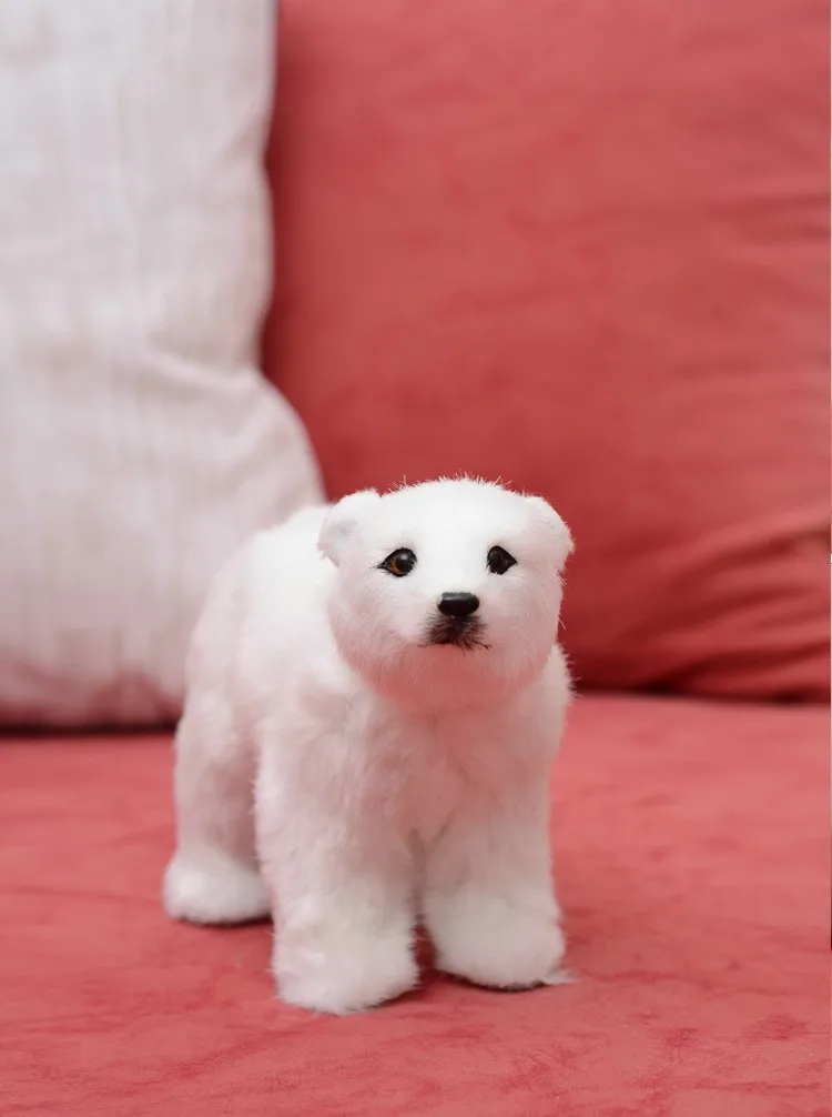 Имитация животных 20*8*14 см белый медведь полиэтилен и мех смола ремесленные