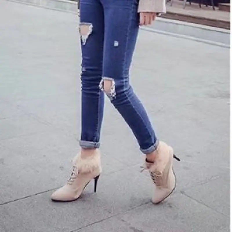 Новые пикантные полусапожки с острым носком на тонком каблуке сезон осень зима