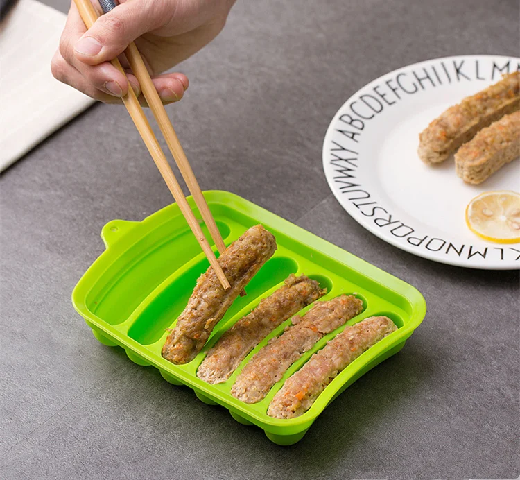 MAIKAMI Sausage Making Mold Silicone Burger Hot Dog Maker Mould With 6 Cavity Patty Makers Microwave Oven Safe Kitchen Gadgets
