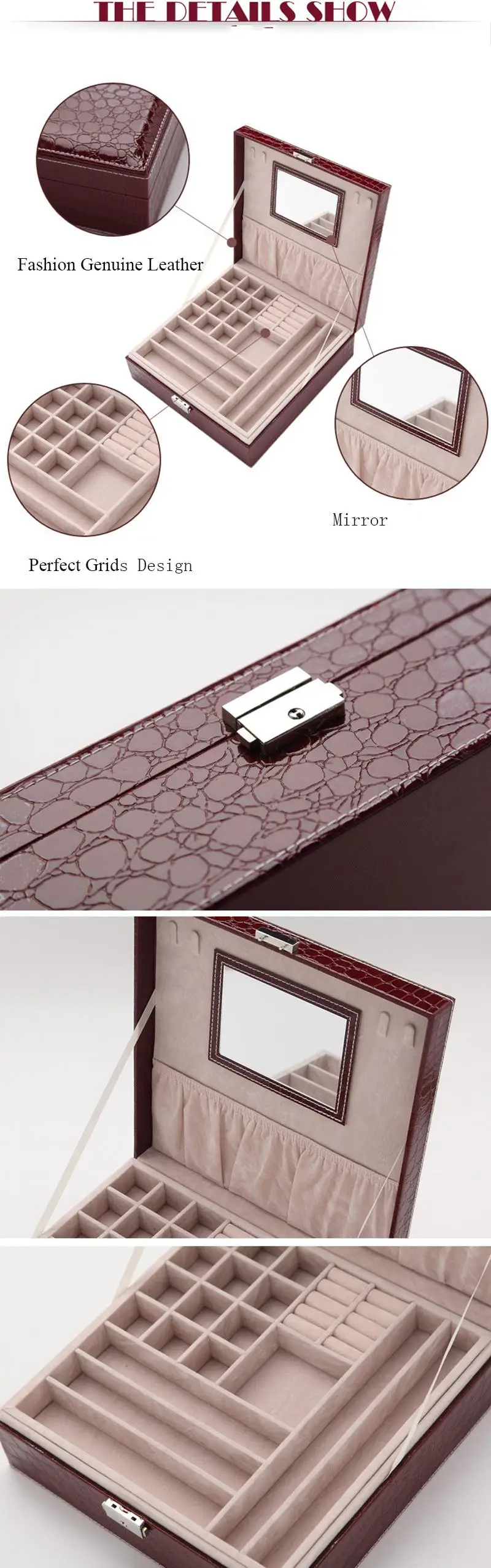 Hoomall дорожная шкатулка CaseLeather шкатулка для украшений мульти косметический Органайзер для ювелирных изделий с зеркалом коробка для хранения