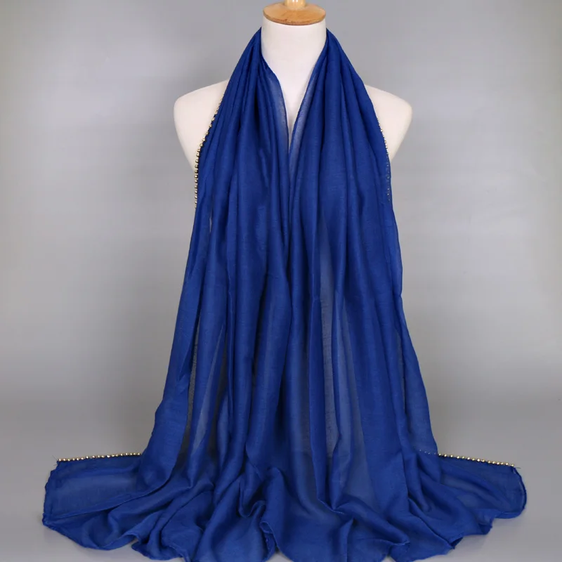 Популярные Модные простые шали с золотым жемчугом ободок из бисера глушитель