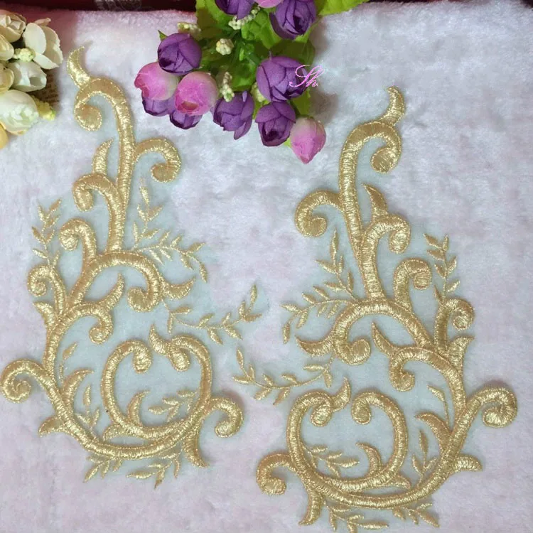 4 шт./лот золотая нить вышивка цветок кружева патч аппликация сценическое