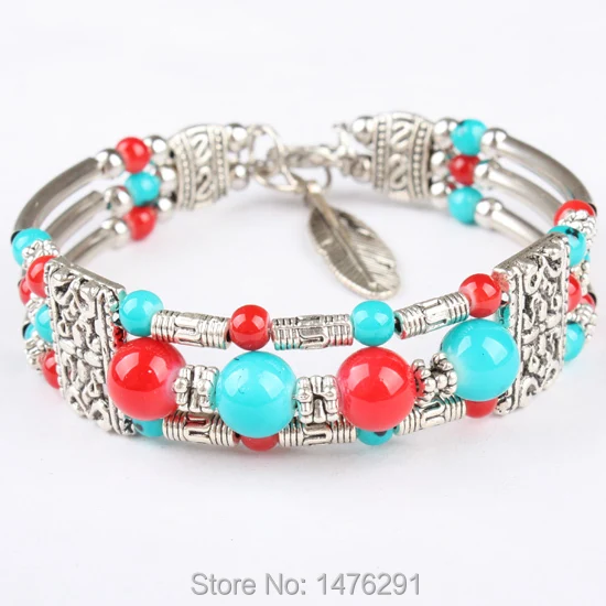 Браслет женский из тибетского серебра со стеклянной планкой 6 5 дюйма | Украшения