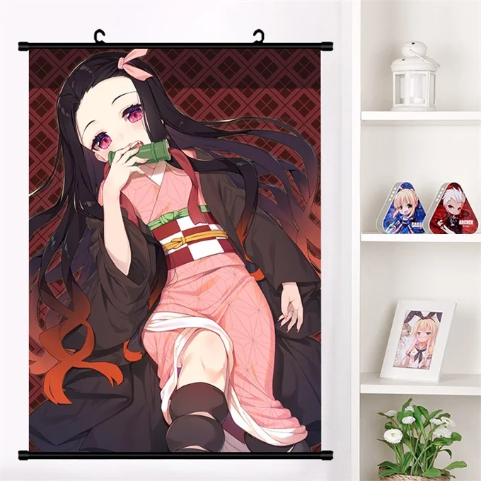 R Аниме демон убийца: Kimetsu no Yaiba Kamado Tanjirou Kamado Nezuko настенный свиток плакат Настенные подвесные плакаты домашний декор - Цвет: R