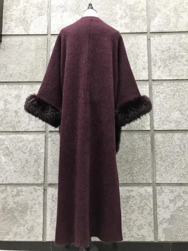 TVVOVVIN new autumn and winter clothes woolen knitting cardigan fur big pockets loose long women coat R070
