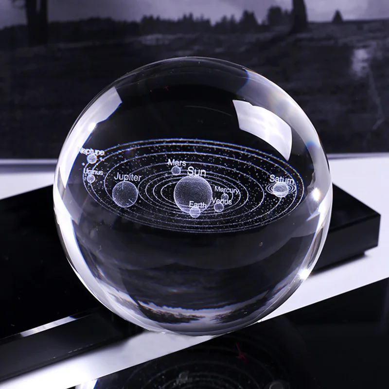 ball 3D солнечная система хрустальный шар планеты стеклянный шар с лазерной гравировкой Глобус Миниатюрная модель домашний декор Подарочный орнамент 60 мм для дропшиппинг - Цвет: ball