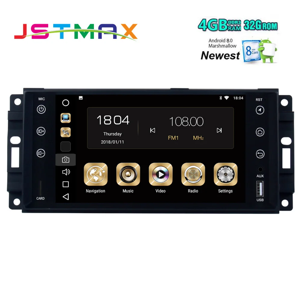 Восьмиядерный Android 8.0 7 &quotCar GPS Радио плеер головное устройство для Jeep Chrysler Dodge с 4