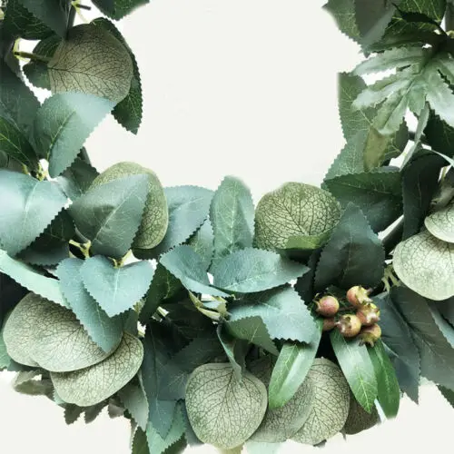 Искусственные зеленые листья венок 53 см Передняя дверь растения ротанга кольцо