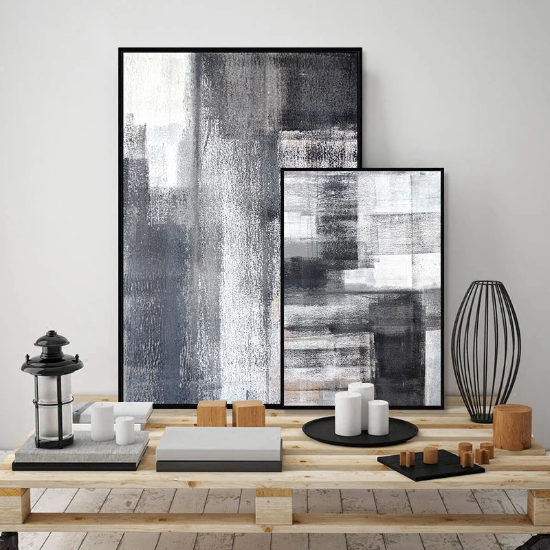 Минималистичная серая черная цветная Абстрактная живопись на холсте