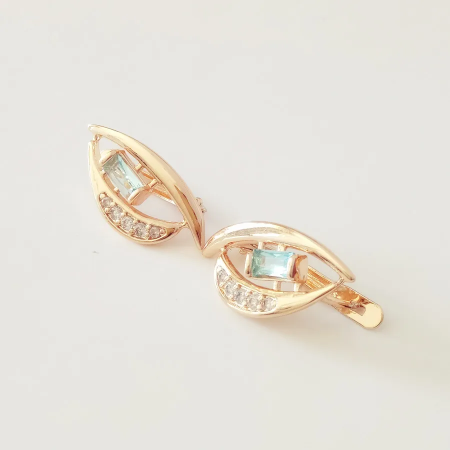 

Korean Earrings Office Style Women Earring Rose Gold 585 Color Jewelry Light Blue Stone Earrings Designs for Women