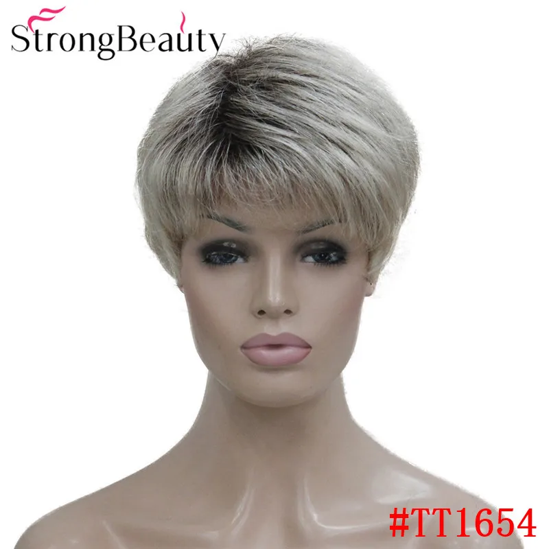 StrongBeauty, короткие прямые парики, синтетические волосы с небольшим монофиламентом, объемные натуральные парики с челкой, 4 цвета на выбор