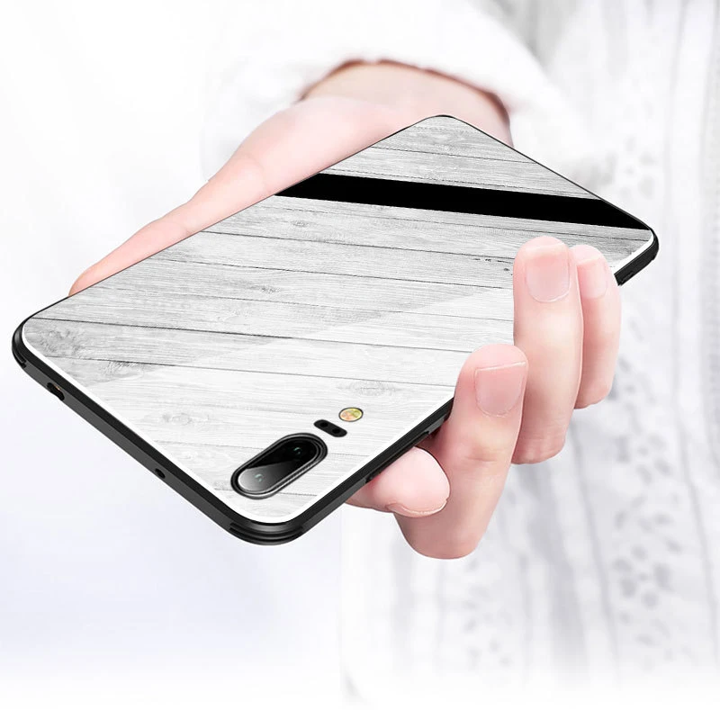 Wood Texture Tempered Glass Case for Huawei P20 Lite Pro Nova 3 3e 2 2S P10 P9 Plus Honor 10 V10 9 V9 Mate RS Cover Caphina |
