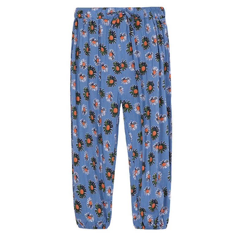 Синий Pioneer kids/летние тонкие водонепроницаемые брюки от комаров для девочек, свободная одежда с цветочным принтом, одежда для детей, EXX910051 - Цвет: Синий