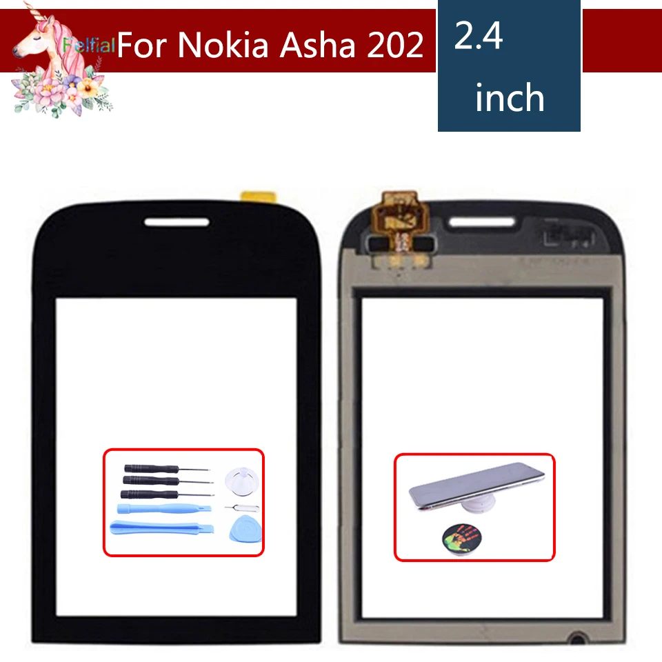 2 4 &quotдля Nokia Asha 202 203 2020 N202 ЖК сенсорный экран дигитайзер Датчик внешнее стекло
