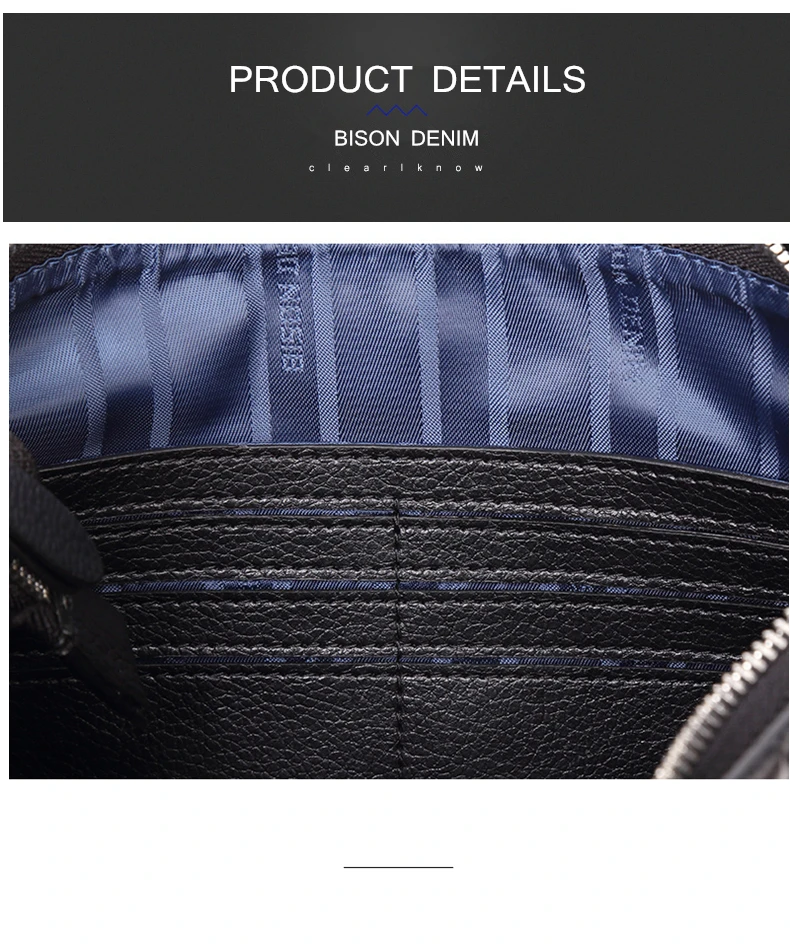 BISON DENIM, мужской кошелек из натуральной кожи с буквенным узором, мужской клатч, кошелек, брендовая сумка для iPad, коукожа, Большой Вместительный мужской кошелек, N8187