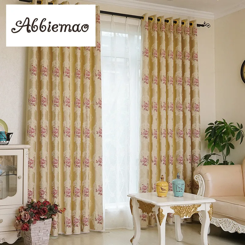 Abbiemao European Styke Jacquard Embossment High Shade Curtains For Living Room Bedroom Study Window Treatments Blackout Curtain | Дом и сад