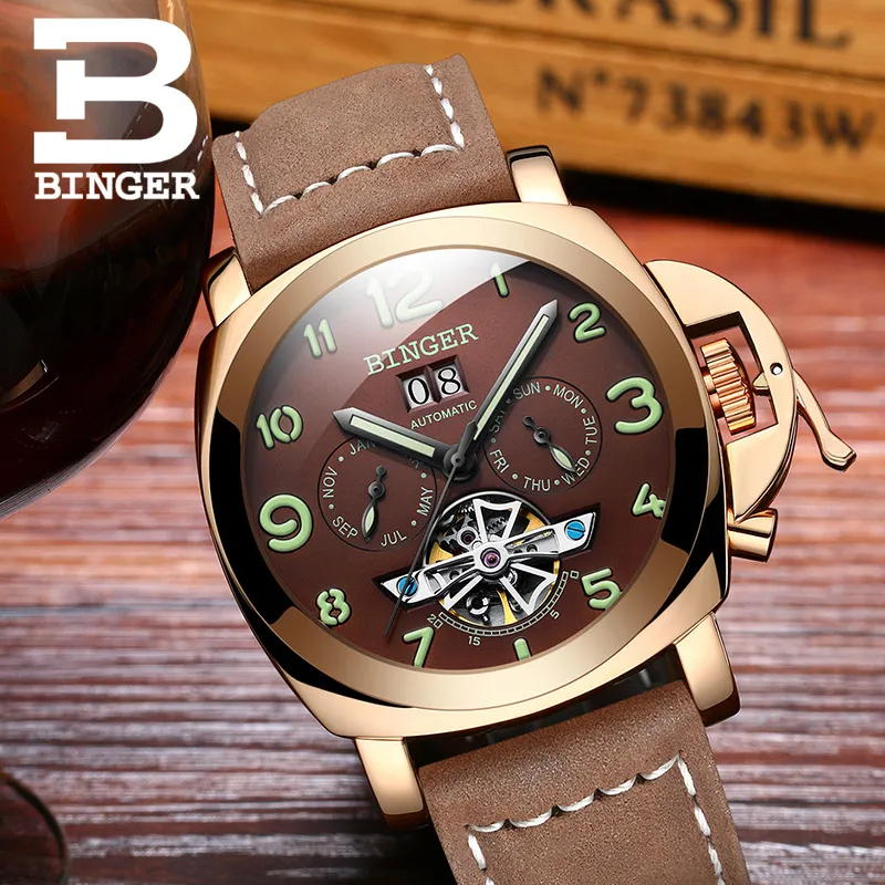 Швейцарские роскошные мужские часы фирменные бингера многофункциональные