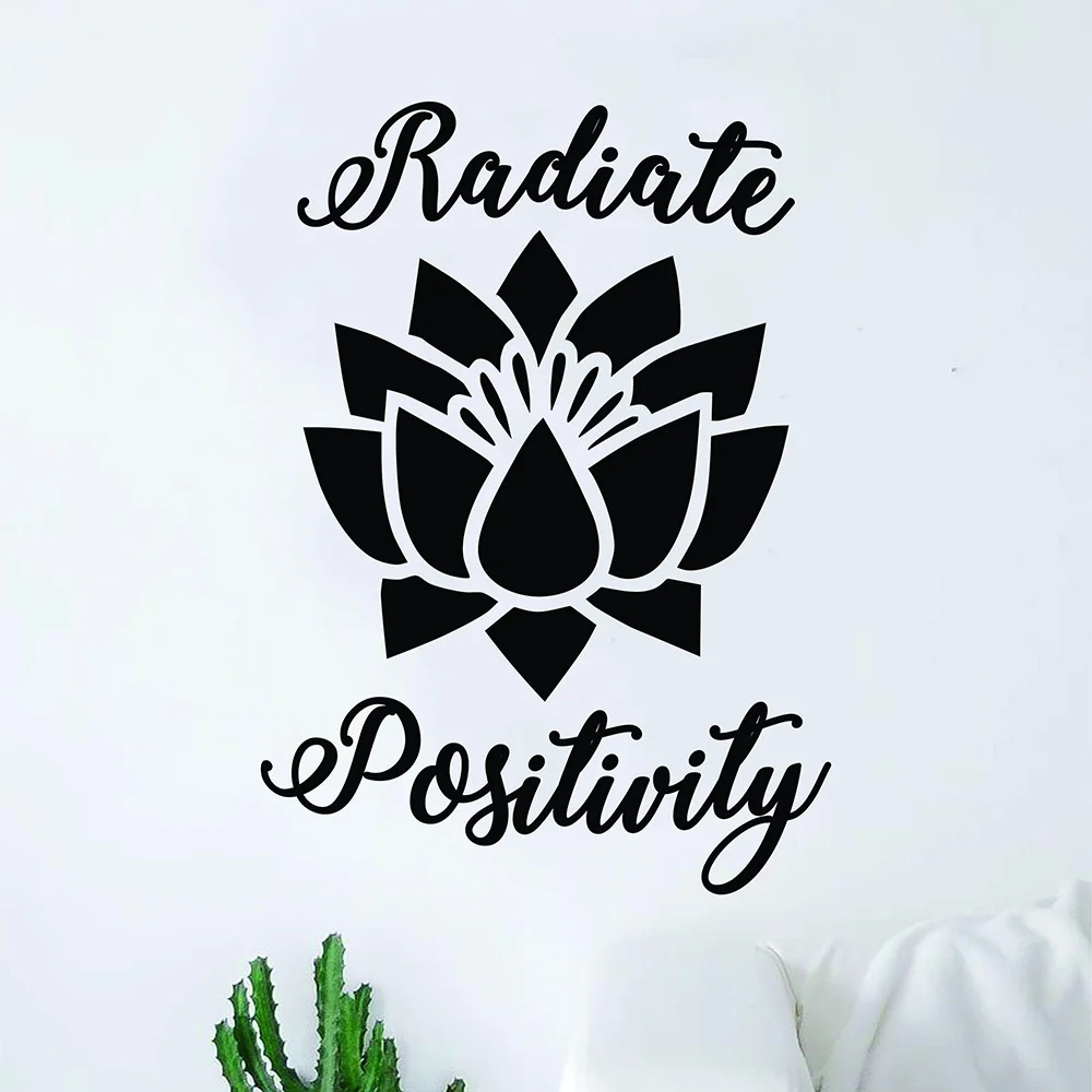 Излучают Positivty цветок лотоса Цитата Виниловые Наклейки на стены декоративные