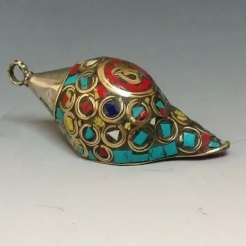

Old Ancient Chinese Turquoise Jewelry & Tibetan Silver Conch metal handicraft