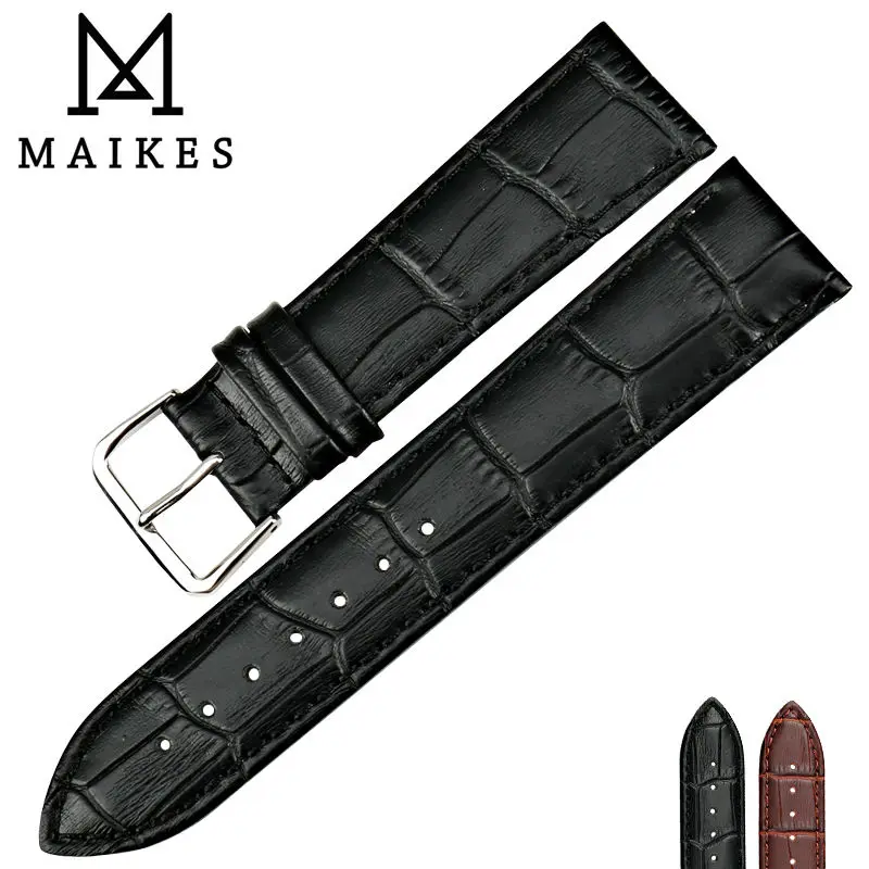 Ремешок для часов MAIKES ремешок из натуральной кожи 18 19 20 22 мм черный|22mm black|genuine leather