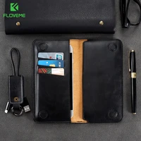 floveme 5 5 genuine leather phone pouch for iphone 12 mini se 2020 8 7 6 6s 5 wallet card holster bag case for xiaomi funda